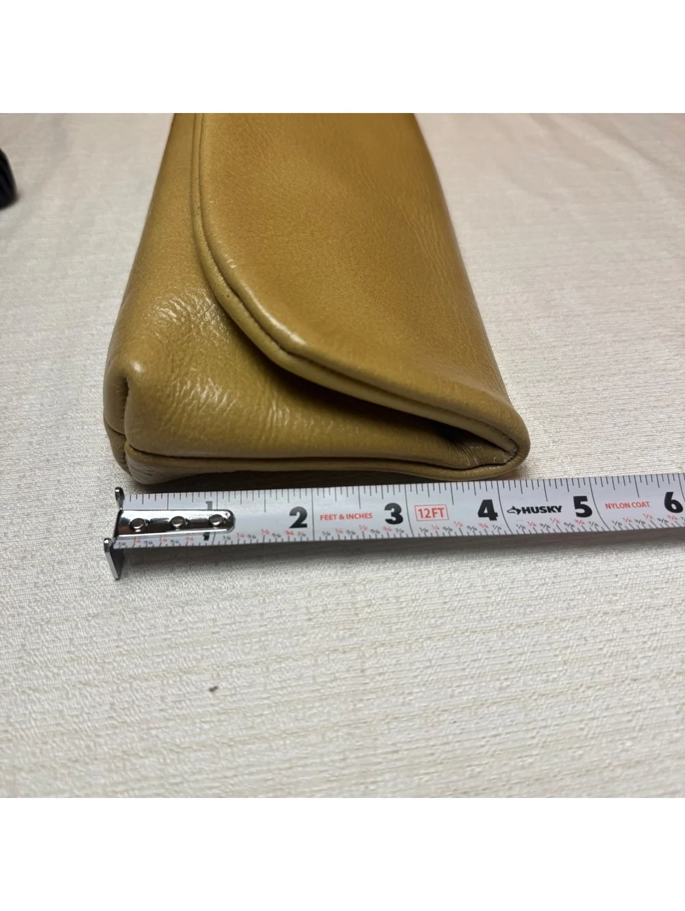 Vintage Tan Leather Clutch Purse Soft Foldover Minimalist Envelope Handbag
